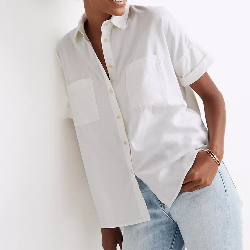 Madewell White Cotton Courier Shirt Size Med/L